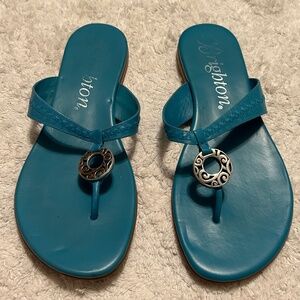 Brighton Blue Teal Leather Sandals Flip Flop Slide Ava -Women’s 7.5